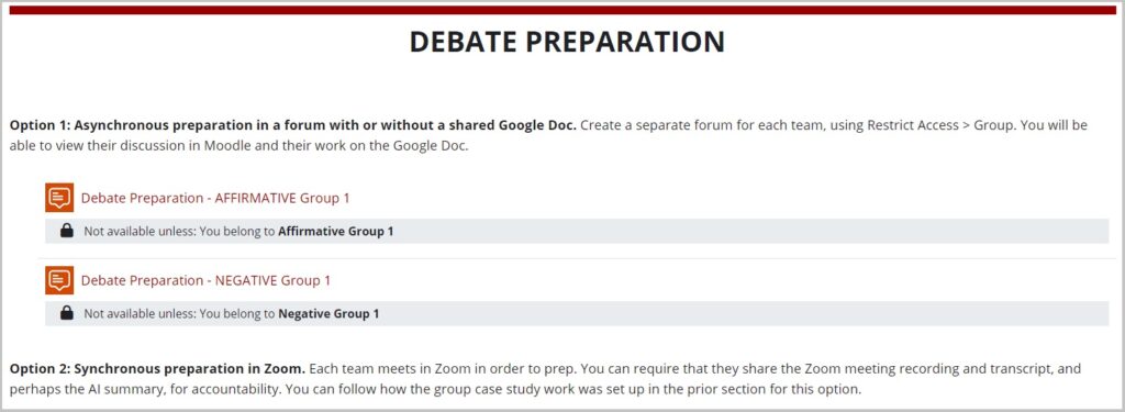 Screenshot of Debate Prep