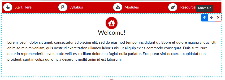 Screenshot of block in content preview window